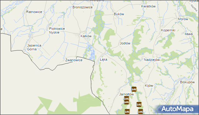 mapa Łąka gmina Otmuchów, Łąka gmina Otmuchów na mapie Targeo
