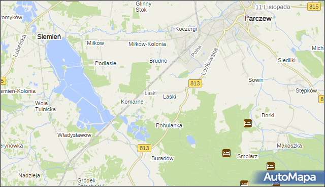 mapa Laski gmina Parczew, Laski gmina Parczew na mapie Targeo
