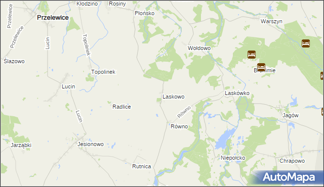 mapa Laskowo gmina Przelewice, Laskowo gmina Przelewice na mapie Targeo