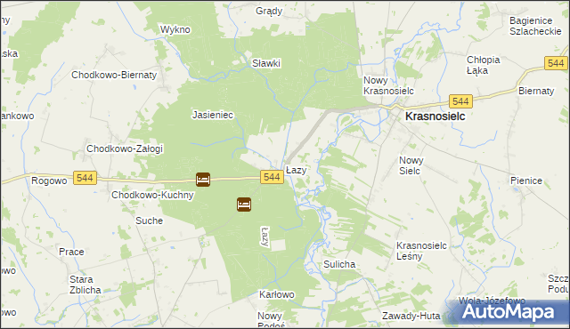 mapa Łazy gmina Krasnosielc, Łazy gmina Krasnosielc na mapie Targeo