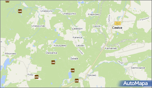 mapa Lesiaki gmina Cewice, Lesiaki gmina Cewice na mapie Targeo