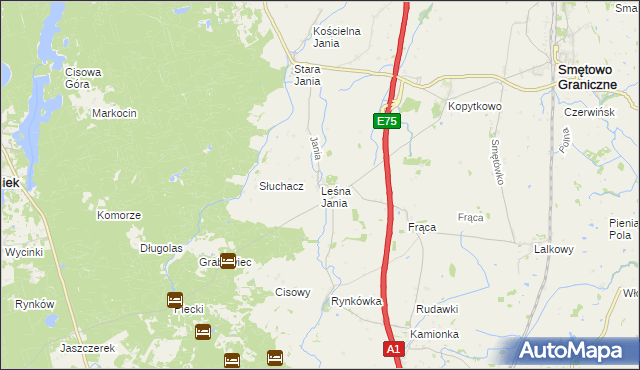 mapa Leśna Jania, Leśna Jania na mapie Targeo