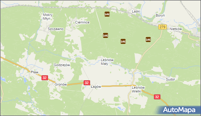 mapa Leśniów Mały, Leśniów Mały na mapie Targeo