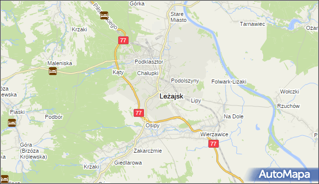 mapa Leżajsk, Leżajsk na mapie Targeo