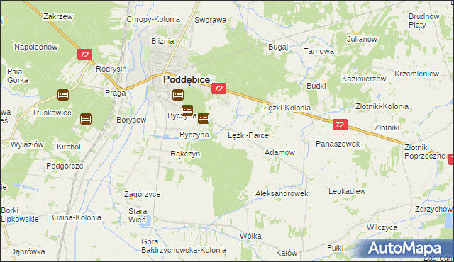 mapa Łężki-Parcel, Łężki-Parcel na mapie Targeo