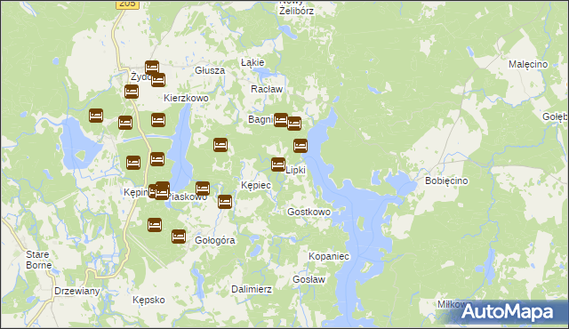 mapa Lipki gmina Polanów, Lipki gmina Polanów na mapie Targeo