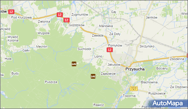mapa Lipno gmina Przysucha, Lipno gmina Przysucha na mapie Targeo