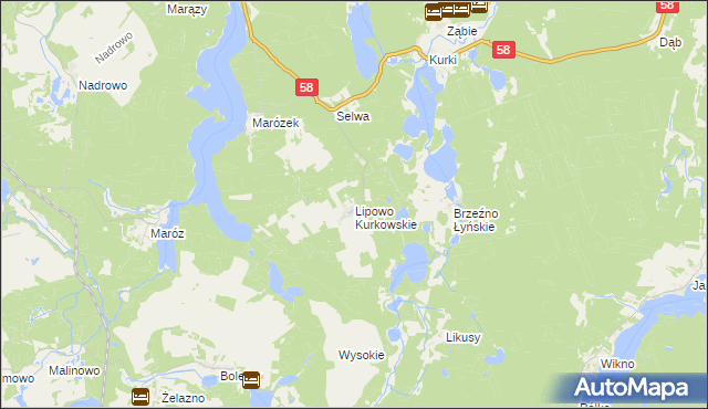 mapa Lipowo Kurkowskie, Lipowo Kurkowskie na mapie Targeo