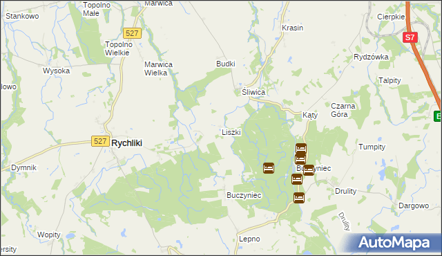 mapa Liszki gmina Rychliki, Liszki gmina Rychliki na mapie Targeo