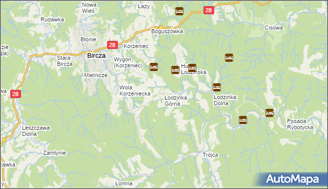 mapa Łodzinka Górna, Łodzinka Górna na mapie Targeo