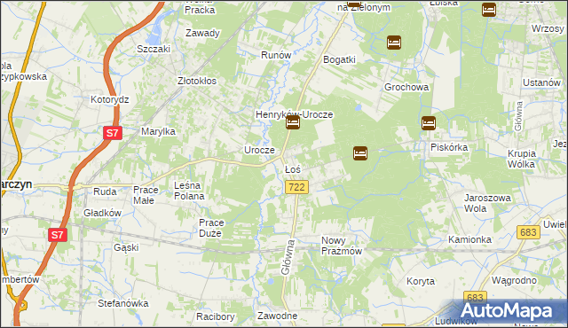 mapa Łoś, Łoś na mapie Targeo