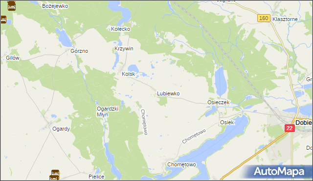 mapa Lubiewko, Lubiewko na mapie Targeo