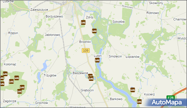 mapa Lubin gmina Gryfice, Lubin gmina Gryfice na mapie Targeo