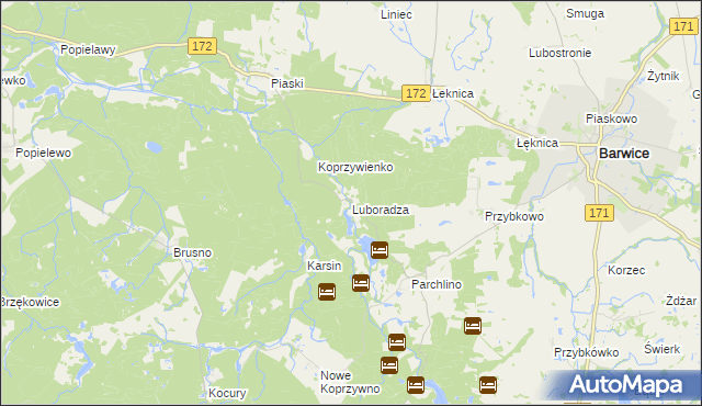 mapa Luboradza, Luboradza na mapie Targeo