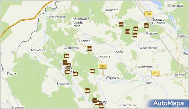 mapa Luboszyce gmina Gubin, Luboszyce gmina Gubin na mapie Targeo