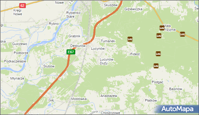 mapa Lucynów Duży, Lucynów Duży na mapie Targeo