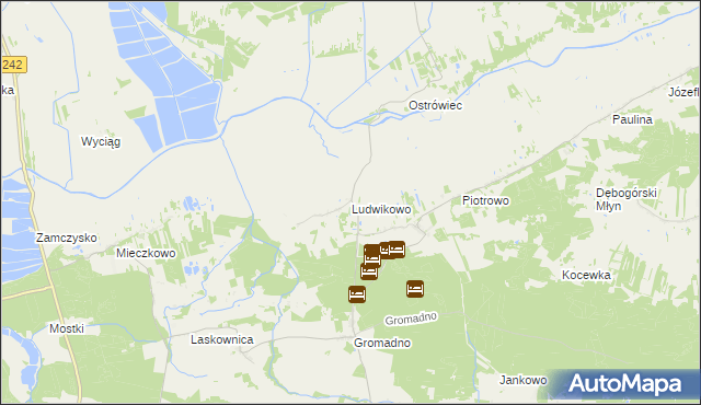 mapa Ludwikowo gmina Kcynia, Ludwikowo gmina Kcynia na mapie Targeo