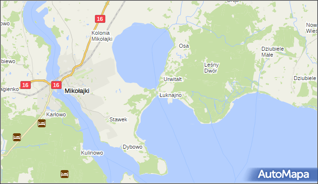 mapa Łuknajno, Łuknajno na mapie Targeo