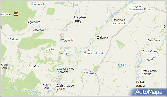 mapa Łychów Gościeradowski, Łychów Gościeradowski na mapie Targeo