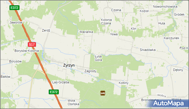 mapa Łysa Góra gmina Baranów, Łysa Góra gmina Baranów na mapie Targeo