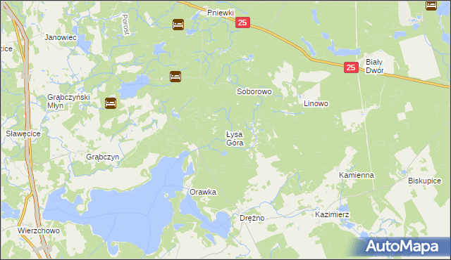 mapa Łysa Góra gmina Szczecinek, Łysa Góra gmina Szczecinek na mapie Targeo