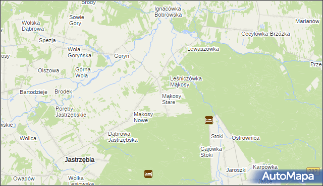 mapa Mąkosy Stare, Mąkosy Stare na mapie Targeo