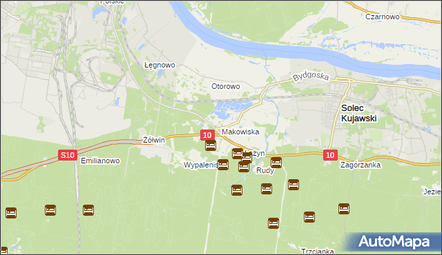 mapa Makowiska gmina Solec Kujawski, Makowiska gmina Solec Kujawski na mapie Targeo