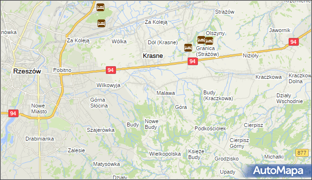 mapa Malawa gmina Krasne, Malawa gmina Krasne na mapie Targeo