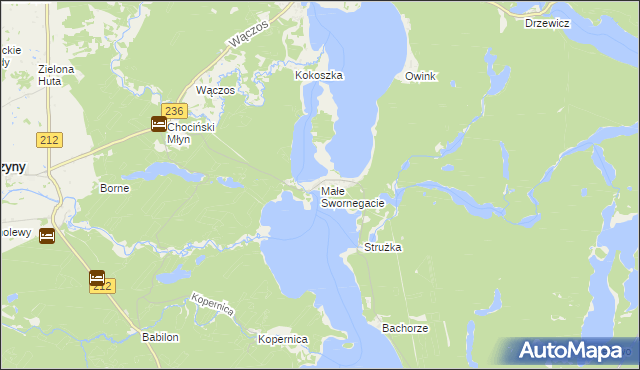 mapa Małe Swornegacie, Małe Swornegacie na mapie Targeo