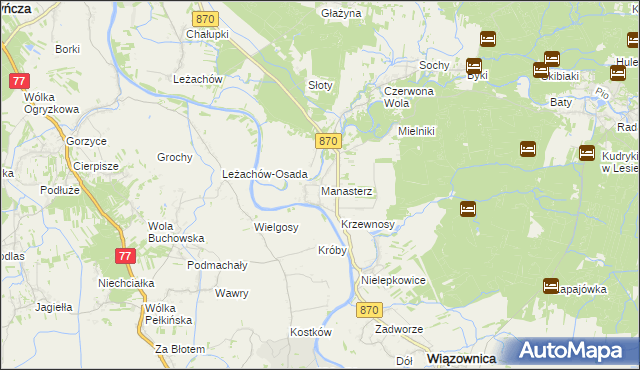 mapa Manasterz gmina Wiązownica, Manasterz gmina Wiązownica na mapie Targeo