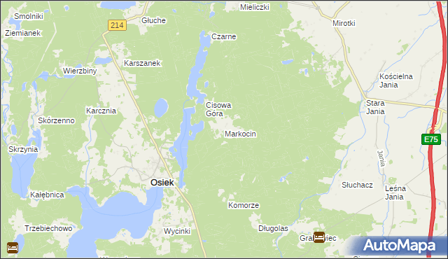 mapa Markocin gmina Osiek, Markocin gmina Osiek na mapie Targeo