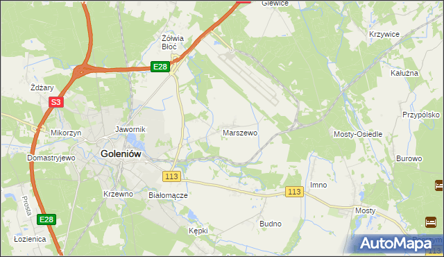 mapa Marszewo gmina Goleniów, Marszewo gmina Goleniów na mapie Targeo