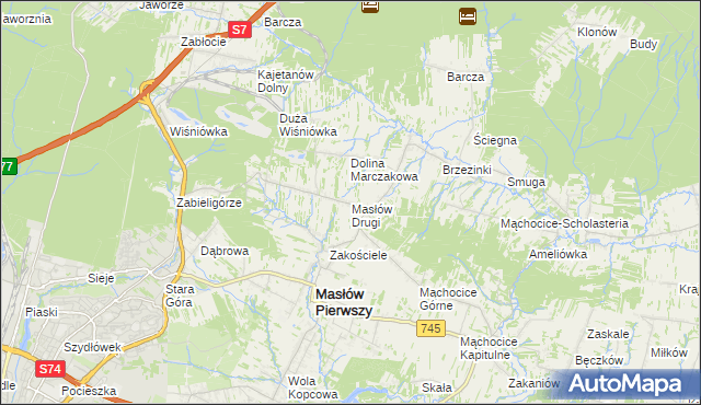 mapa Masłów Drugi, Masłów Drugi na mapie Targeo