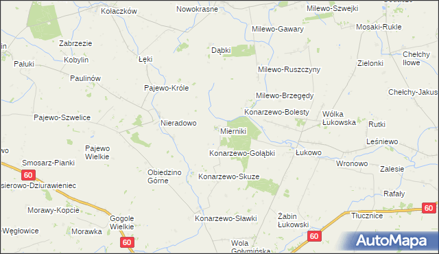 mapa Mierniki, Mierniki na mapie Targeo