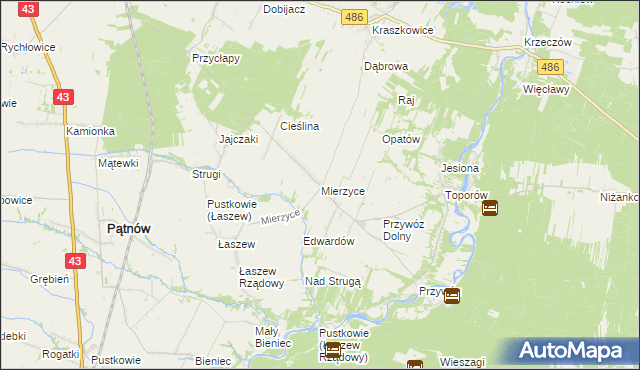 mapa Mierzyce, Mierzyce na mapie Targeo