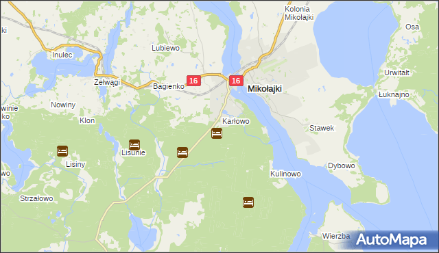 mapa Mikołajki powiat mrągowski, Mikołajki powiat mrągowski na mapie Targeo