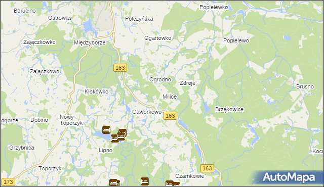 mapa Milice gmina Połczyn-Zdrój, Milice gmina Połczyn-Zdrój na mapie Targeo