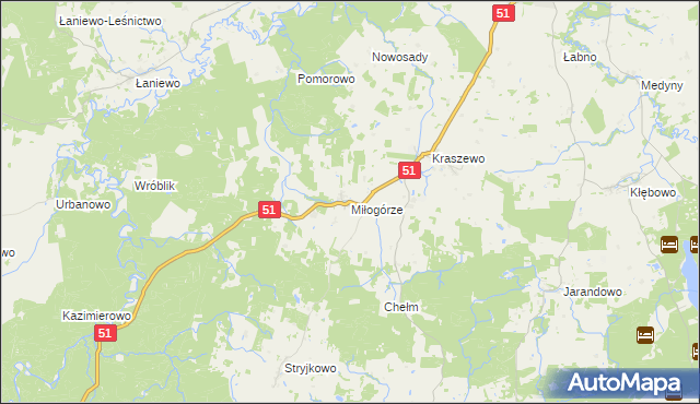 mapa Miłogórze, Miłogórze na mapie Targeo