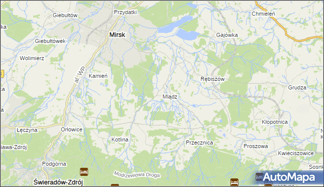 mapa Mlądz, Mlądz na mapie Targeo