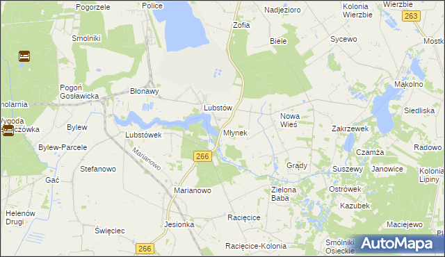 mapa Młynek gmina Sompolno, Młynek gmina Sompolno na mapie Targeo