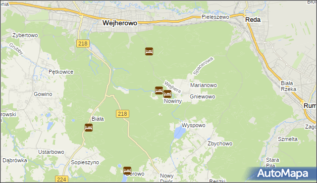 mapa Młynki gmina Wejherowo, Młynki gmina Wejherowo na mapie Targeo