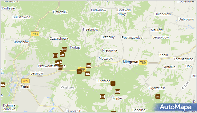 mapa Moczydło gmina Niegowa, Moczydło gmina Niegowa na mapie Targeo