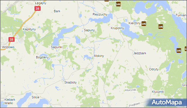 mapa Mokiny, Mokiny na mapie Targeo