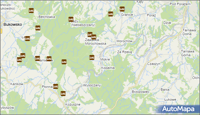 mapa Mokre gmina Zagórz, Mokre gmina Zagórz na mapie Targeo