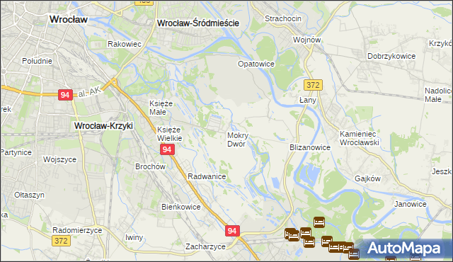 mapa Mokry Dwór gmina Siechnice, Mokry Dwór gmina Siechnice na mapie Targeo