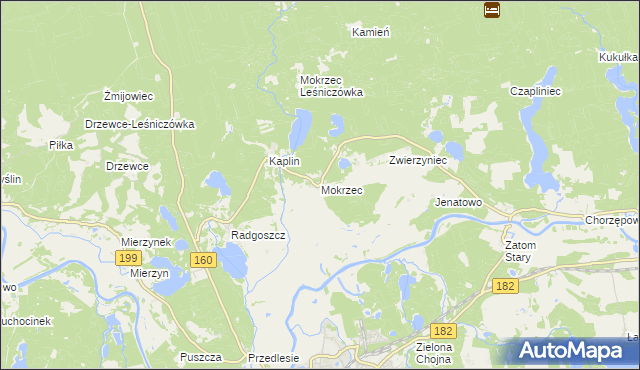 mapa Mokrzec gmina Międzychód, Mokrzec gmina Międzychód na mapie Targeo