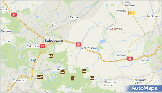 mapa Mokrzeszów, Mokrzeszów na mapie Targeo