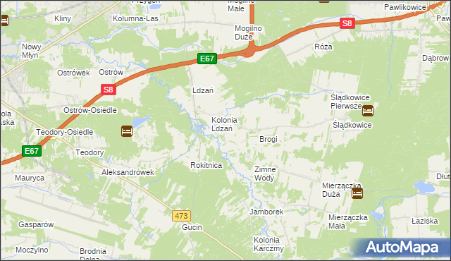 mapa Morgi gmina Dobroń, Morgi gmina Dobroń na mapie Targeo