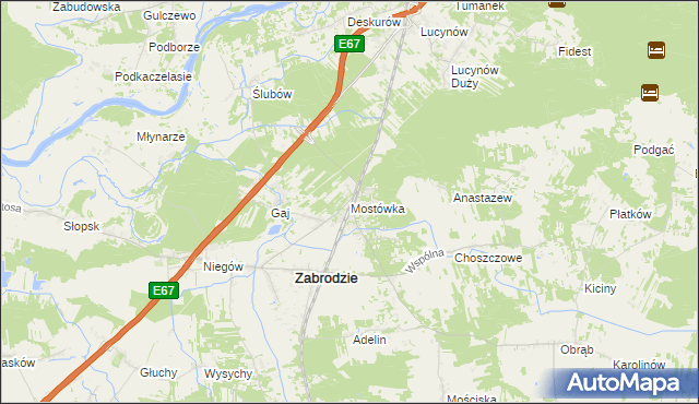 mapa Mostówka gmina Zabrodzie, Mostówka gmina Zabrodzie na mapie Targeo