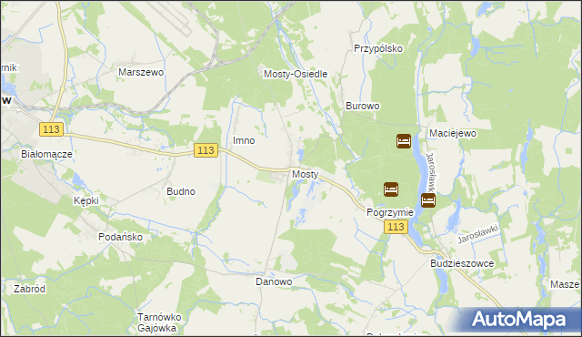 mapa Mosty gmina Goleniów, Mosty gmina Goleniów na mapie Targeo